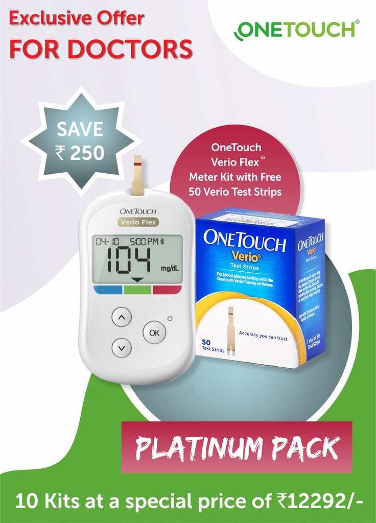 OneTouch Verio Flex Blood Glucose Monitor Dispensing Kit- Platinum(Pack Of 10 Kits)